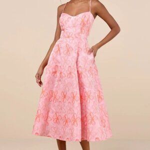 Lulu's Pink & Coral Floral Midi Dress